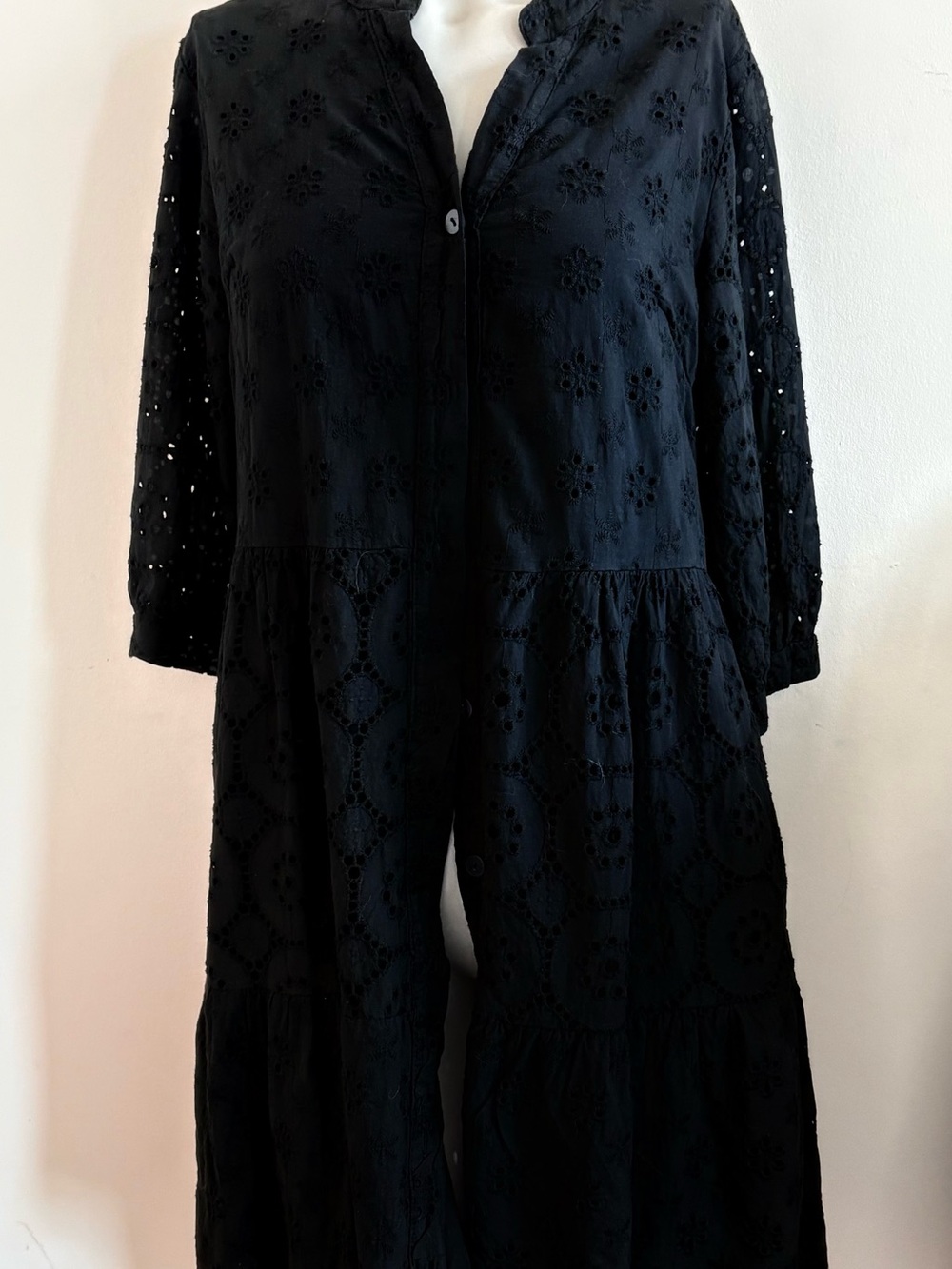 Women's Black Eyelet Top
